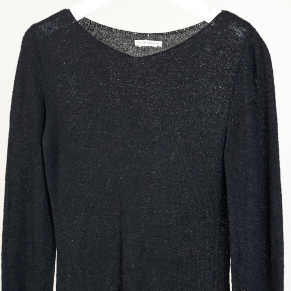 Sarah Pacini Wide Neckline Black Long-Sleeve Wool Sweater - Picture 3 of 6